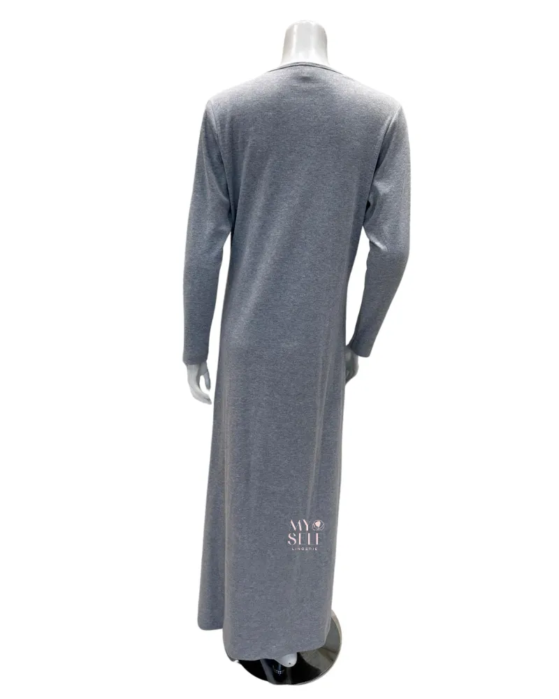 AH737 Dreamer Ribbed Grey Pull On Cotton Teen Nightgown