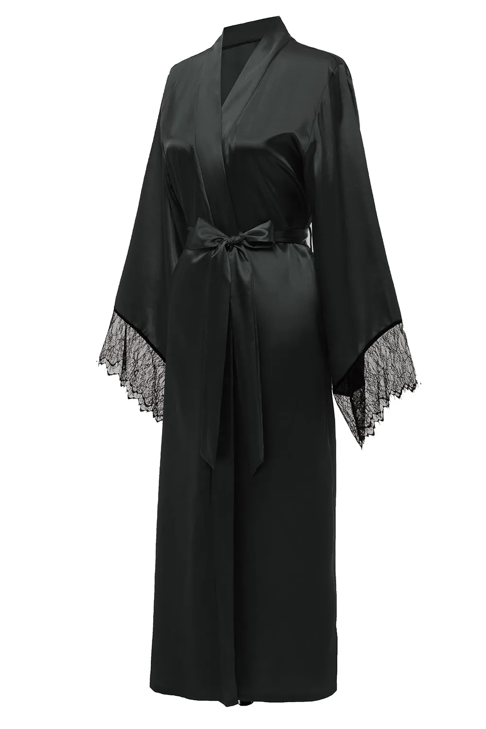 Black Bridesamaid Robe With Lace