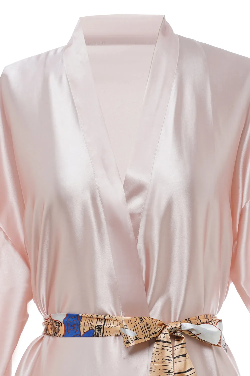 Blush Printed Bridal Satin Robe