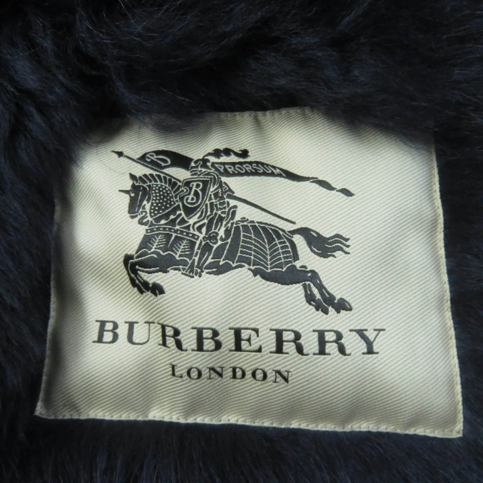 Burberry Mouton Lamb Leather Trench Coat Navy