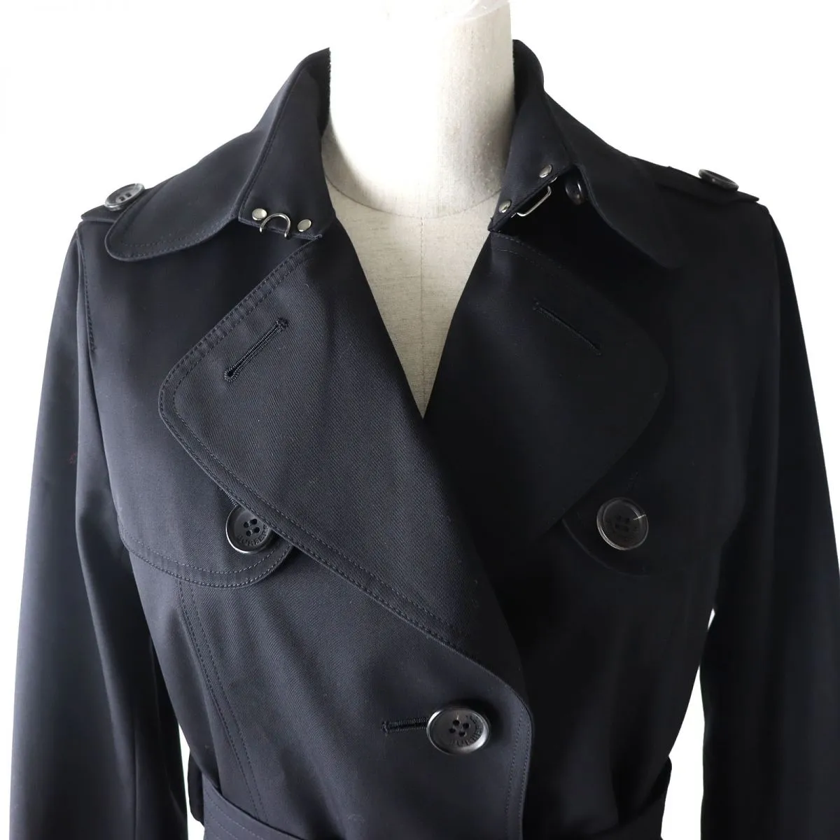 Burberry Wool Nova Check Trench Coat Black 36