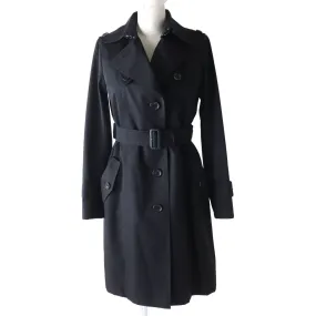 Burberry Wool Nova Check Trench Coat Black 36