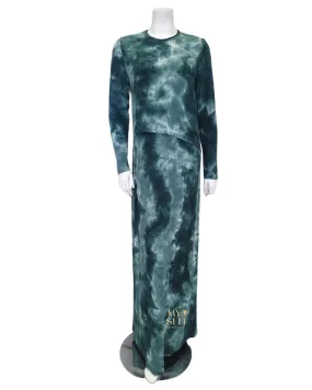 C-6522 Hunter Green Tie Dye Ribbed Modal Nursing Nightgown