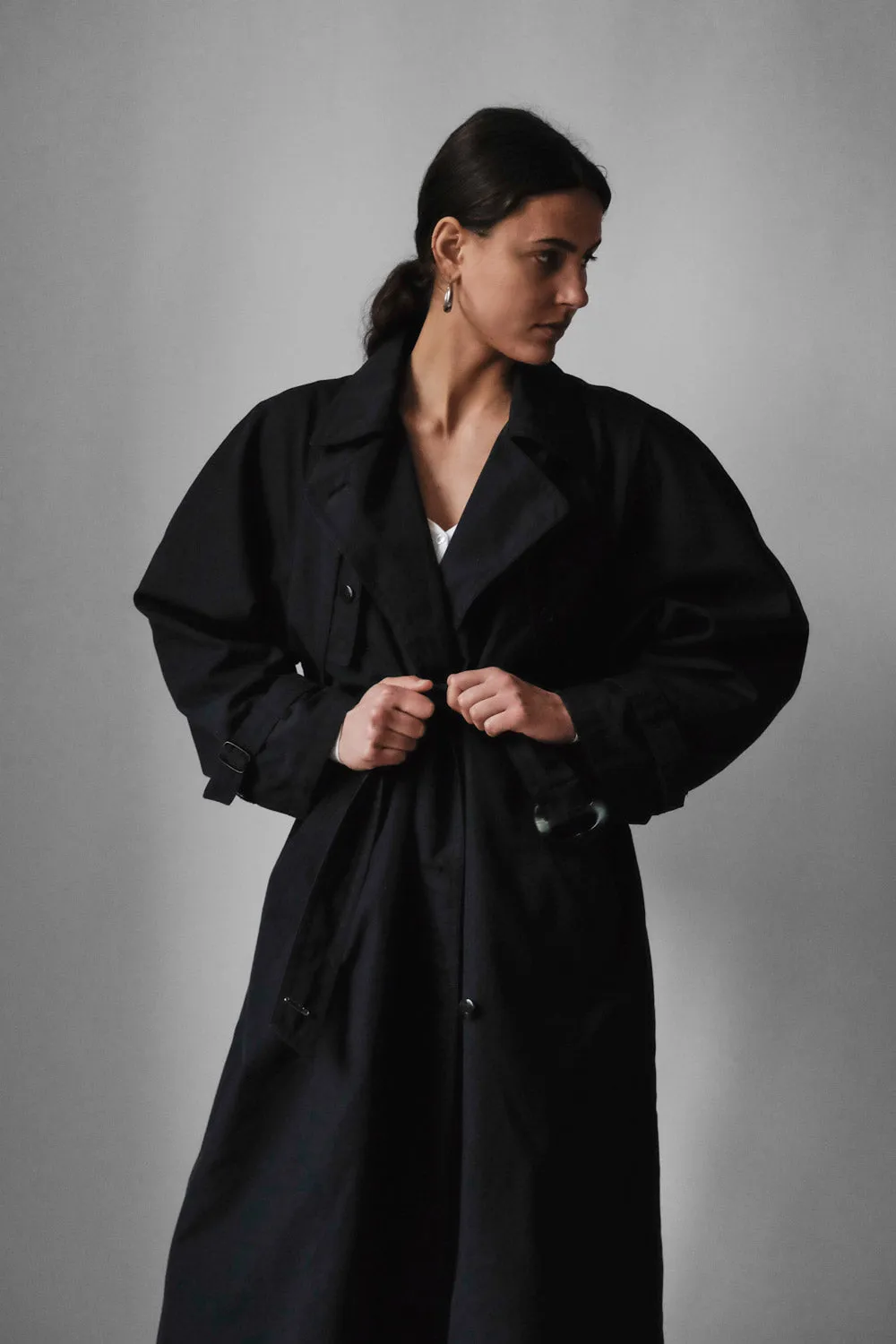 CLASSY NIGHTBLUE OVERSIZE LONG VINTAGE TRENCH