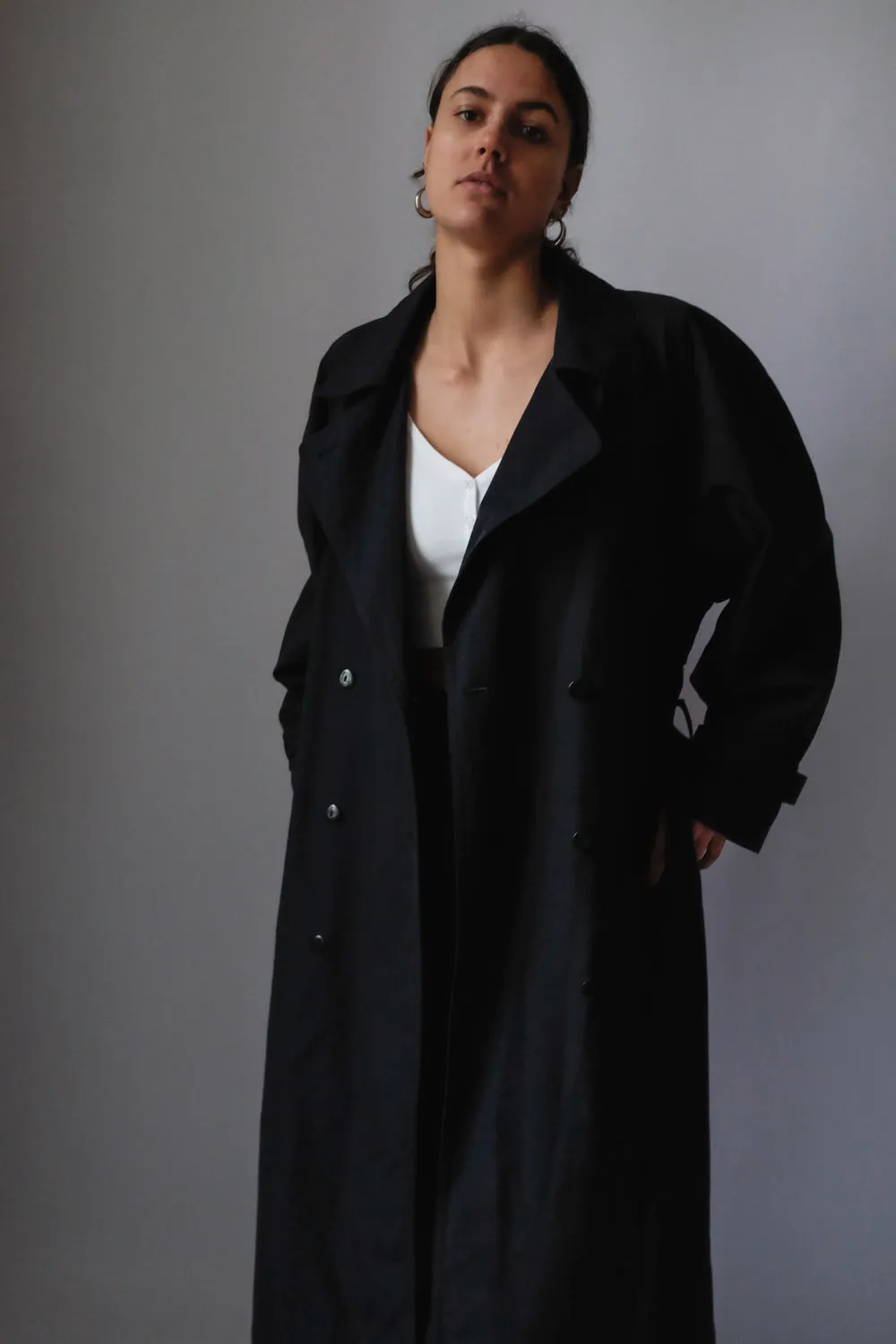 CLASSY NIGHTBLUE OVERSIZE LONG VINTAGE TRENCH