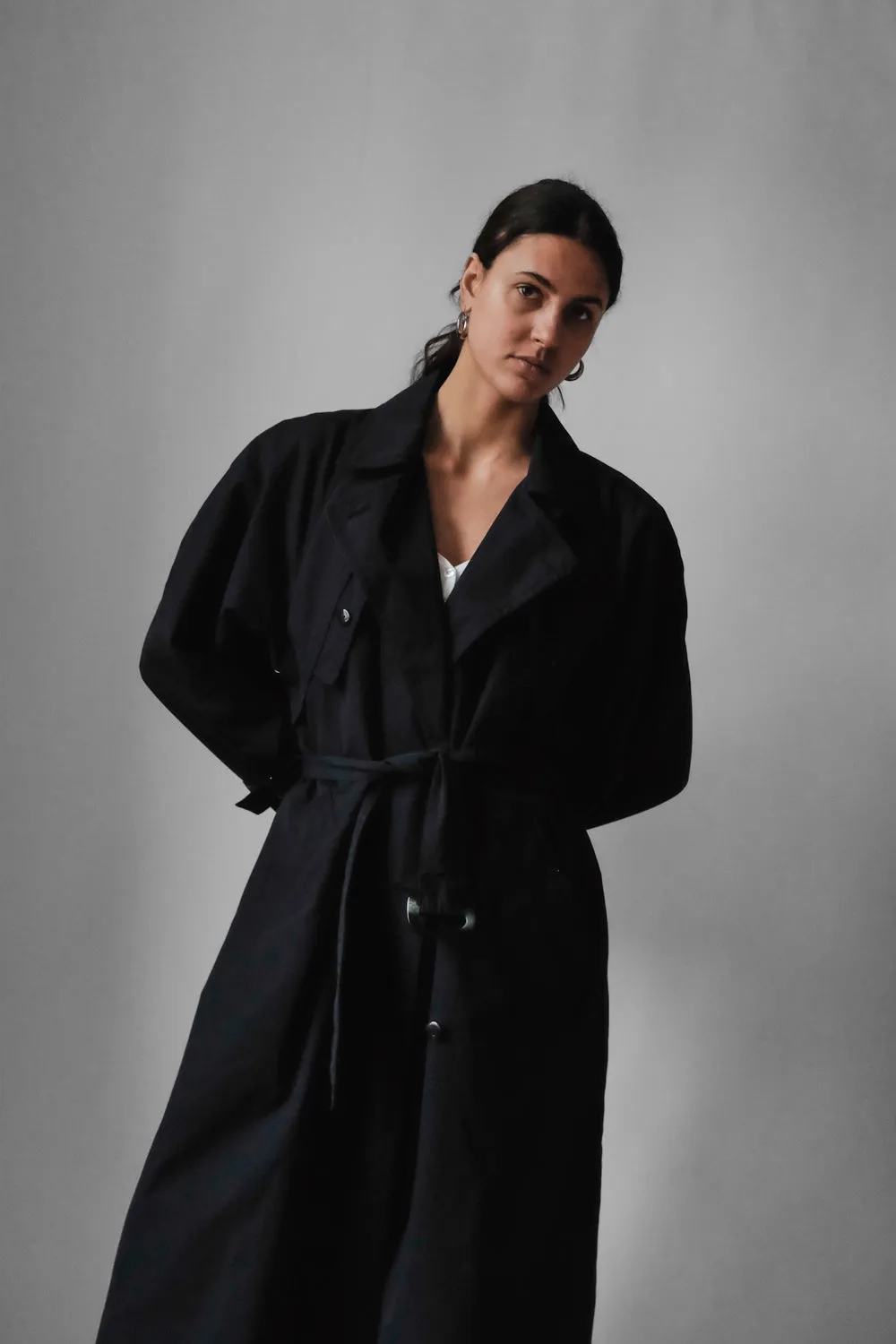 CLASSY NIGHTBLUE OVERSIZE LONG VINTAGE TRENCH