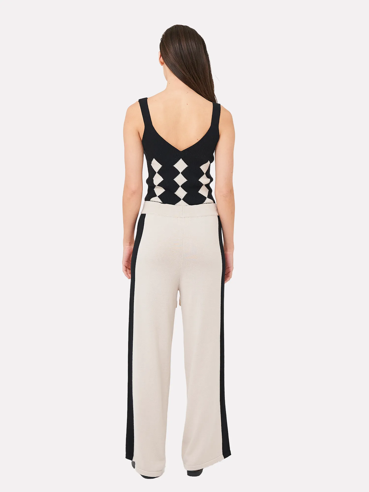 Contrast Stripe Wide Leg Trousers