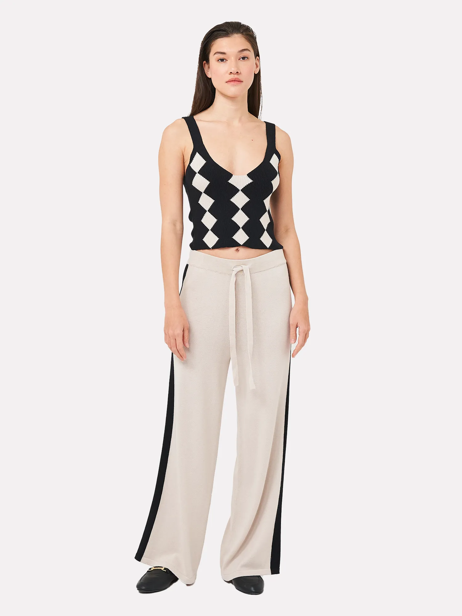 Contrast Stripe Wide Leg Trousers