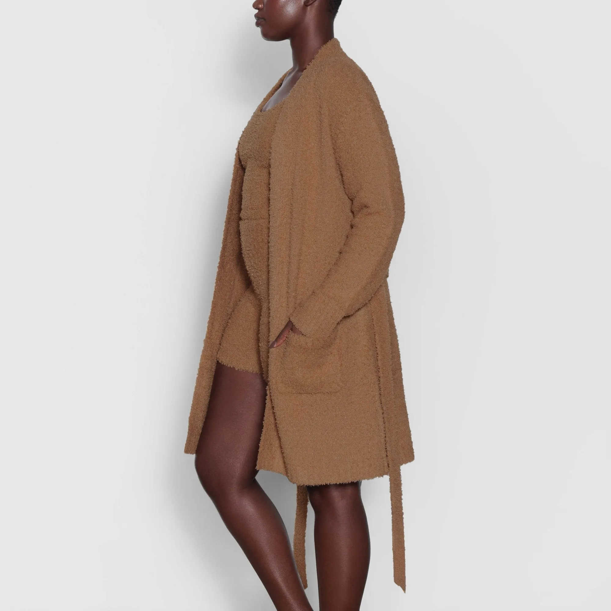 COZY KNIT SHORT ROBE | CAMEL