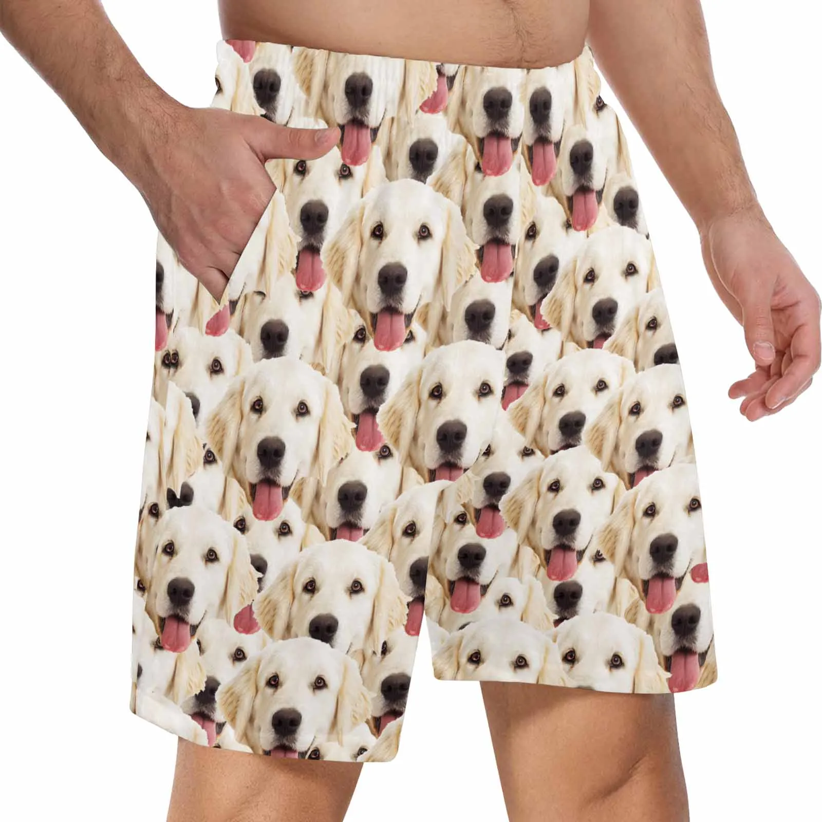 Custom Face Men's Pajama Shorts Personalized Dog Smiley Face Sleepwear Shorts