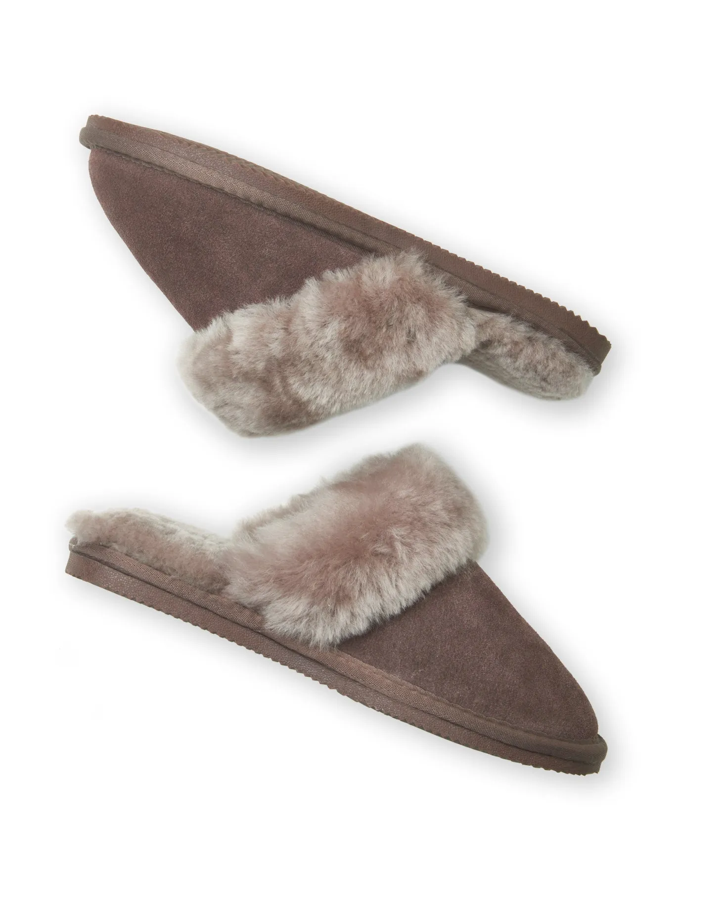 Dolly Truffle Grey Sheepskin Mule Slippers