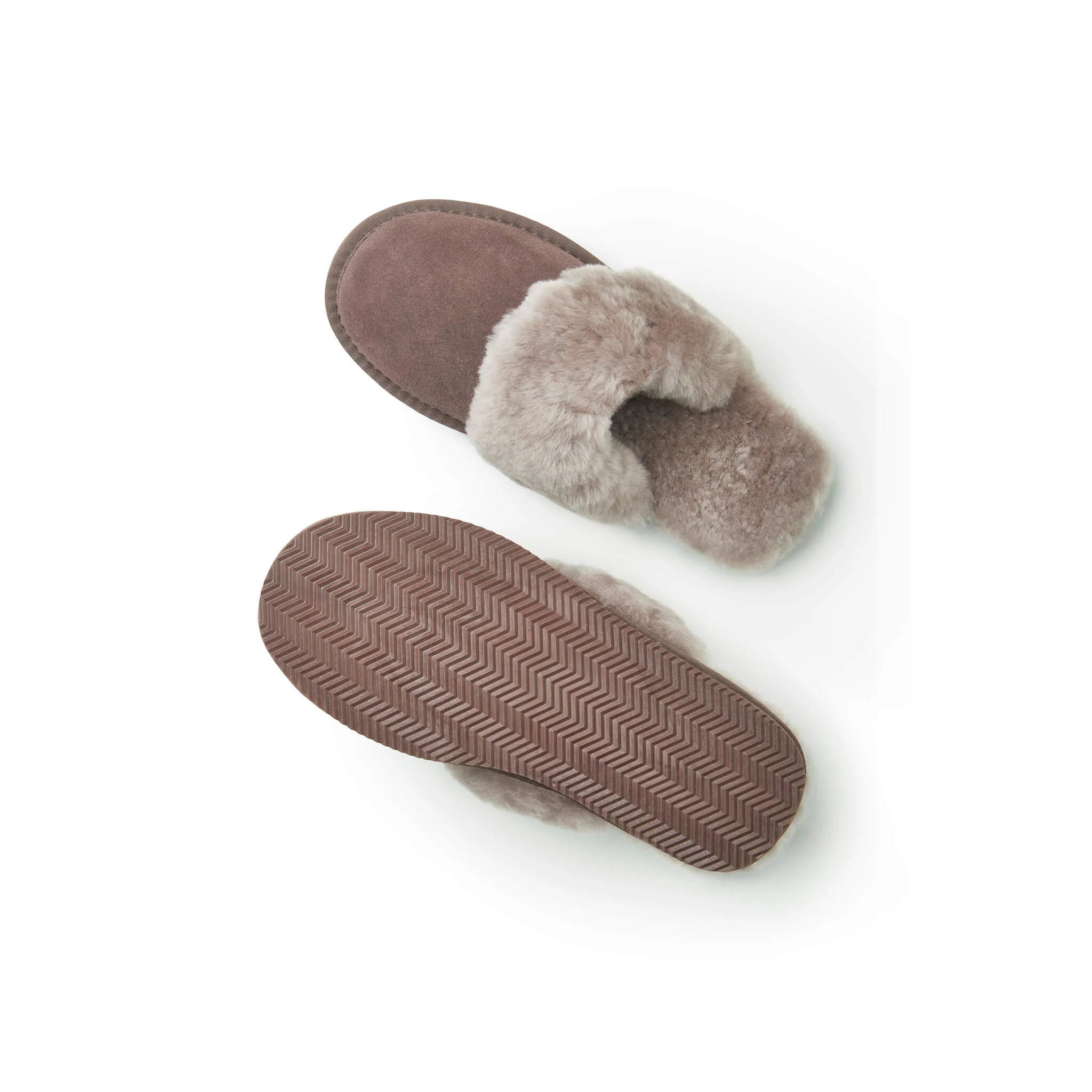 Dolly Truffle Grey Sheepskin Mule Slippers