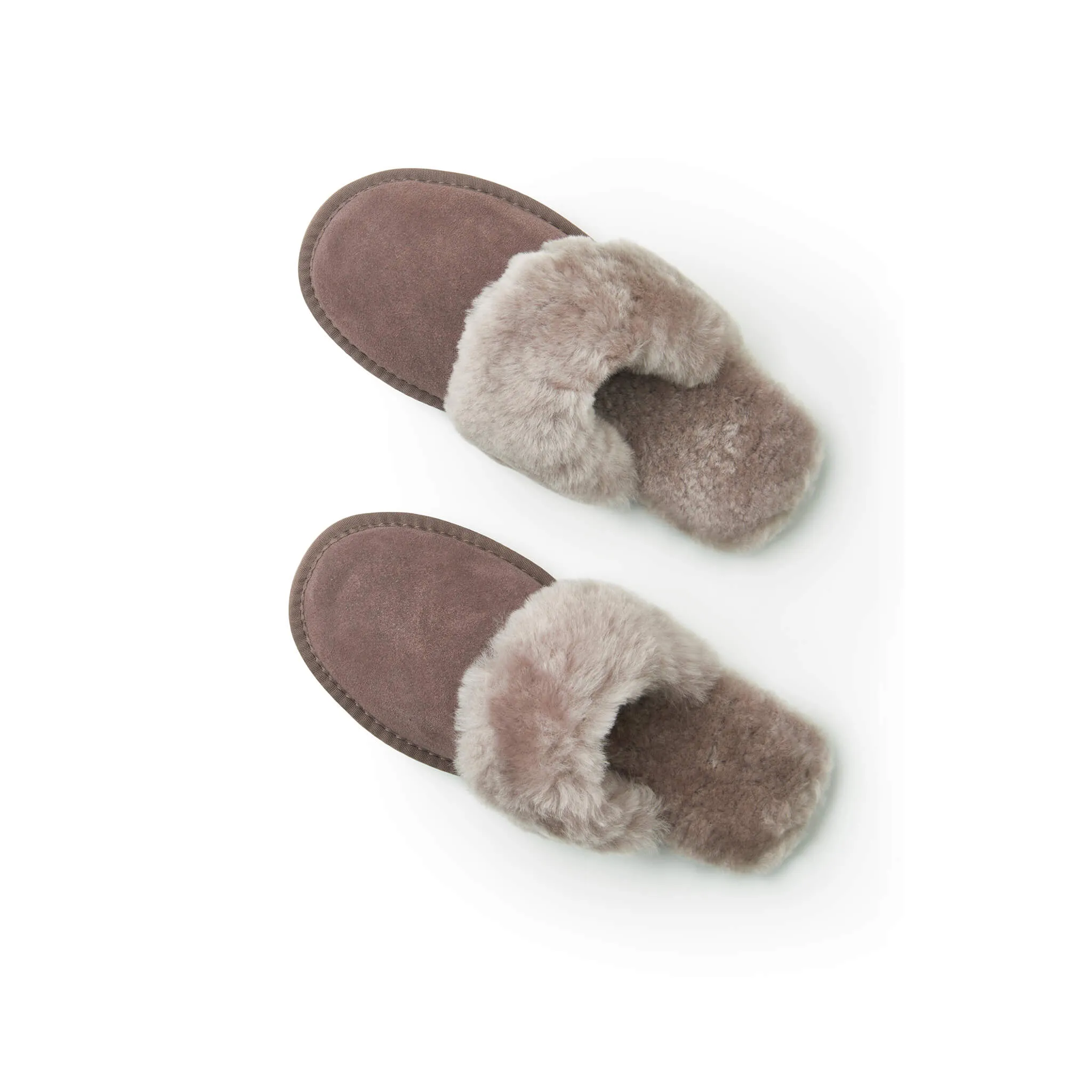 Dolly Truffle Grey Sheepskin Mule Slippers