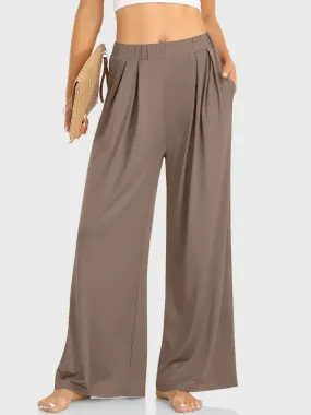 Elastic Waist Wide Leg Pants | Loungewear