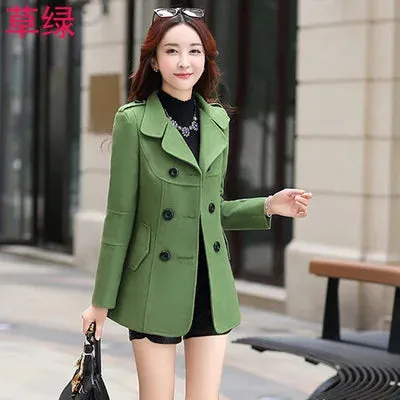 Elegant Office Solid Long Trench Coat