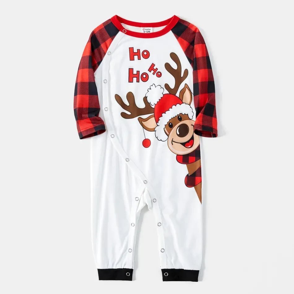 Family Matching Pajama Set Reindeer Plaid Sleepwear Christmas