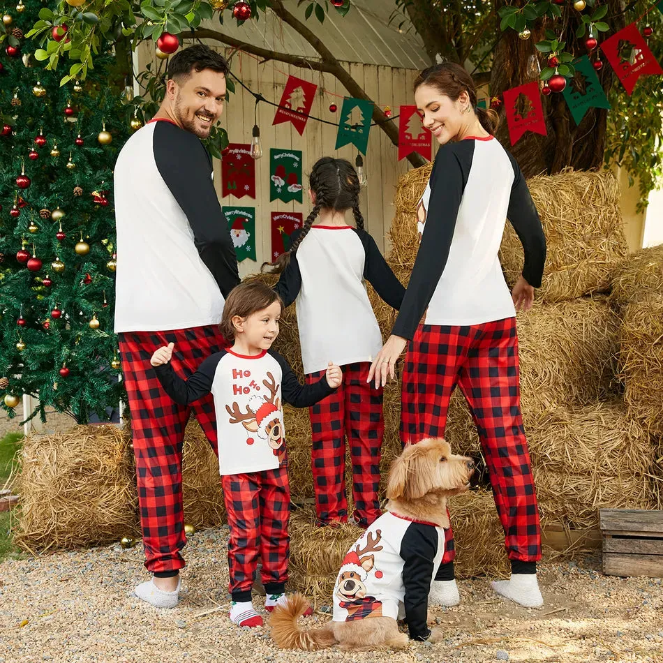 Family Matching Pajama Set Reindeer Plaid Sleepwear Christmas