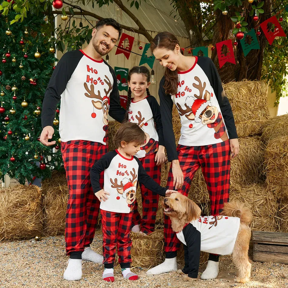 Family Matching Pajama Set Reindeer Plaid Sleepwear Christmas