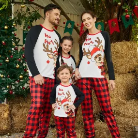 Family Matching Pajama Set Reindeer Plaid Sleepwear Christmas