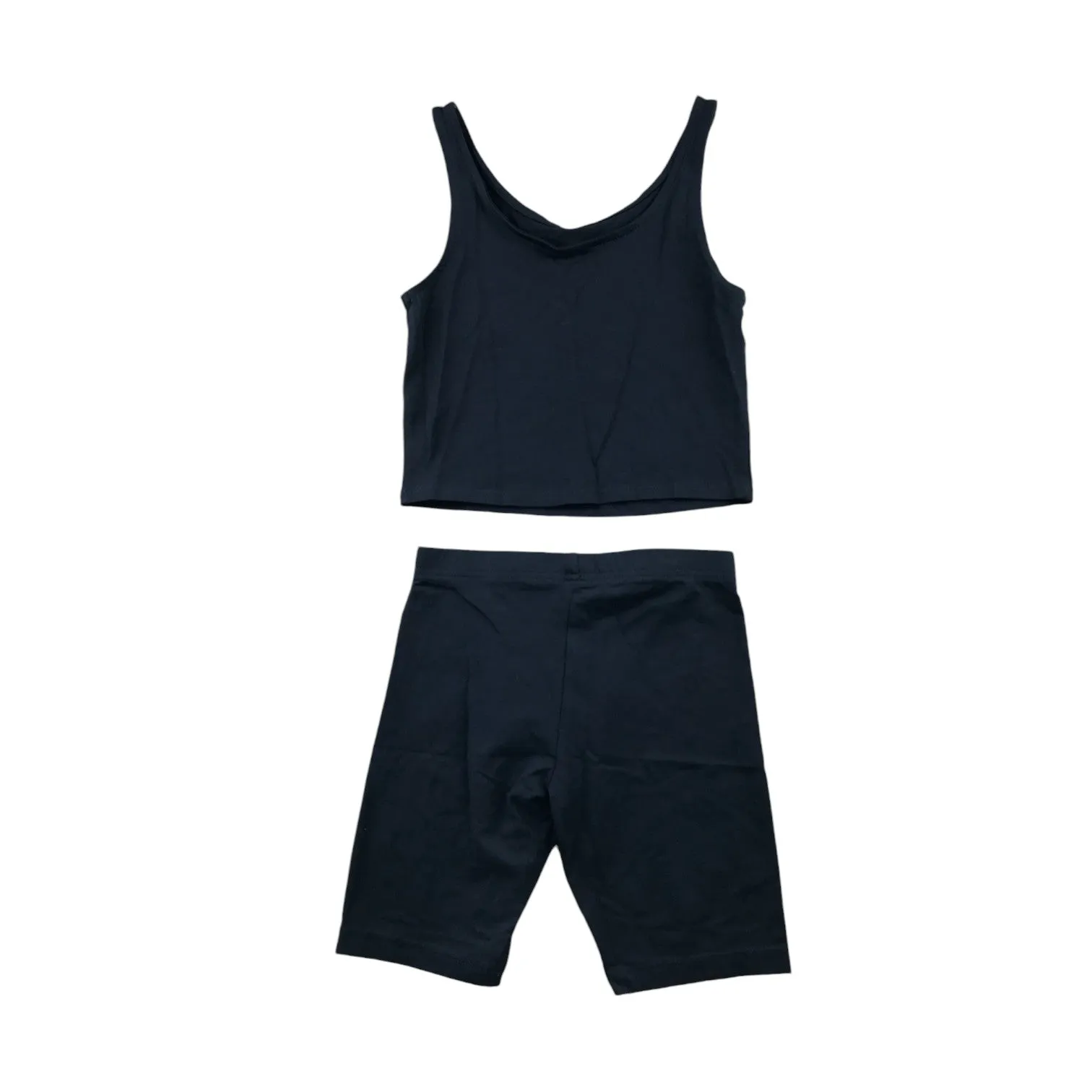 George activewear set 10-11 years black crop top and legging shorts