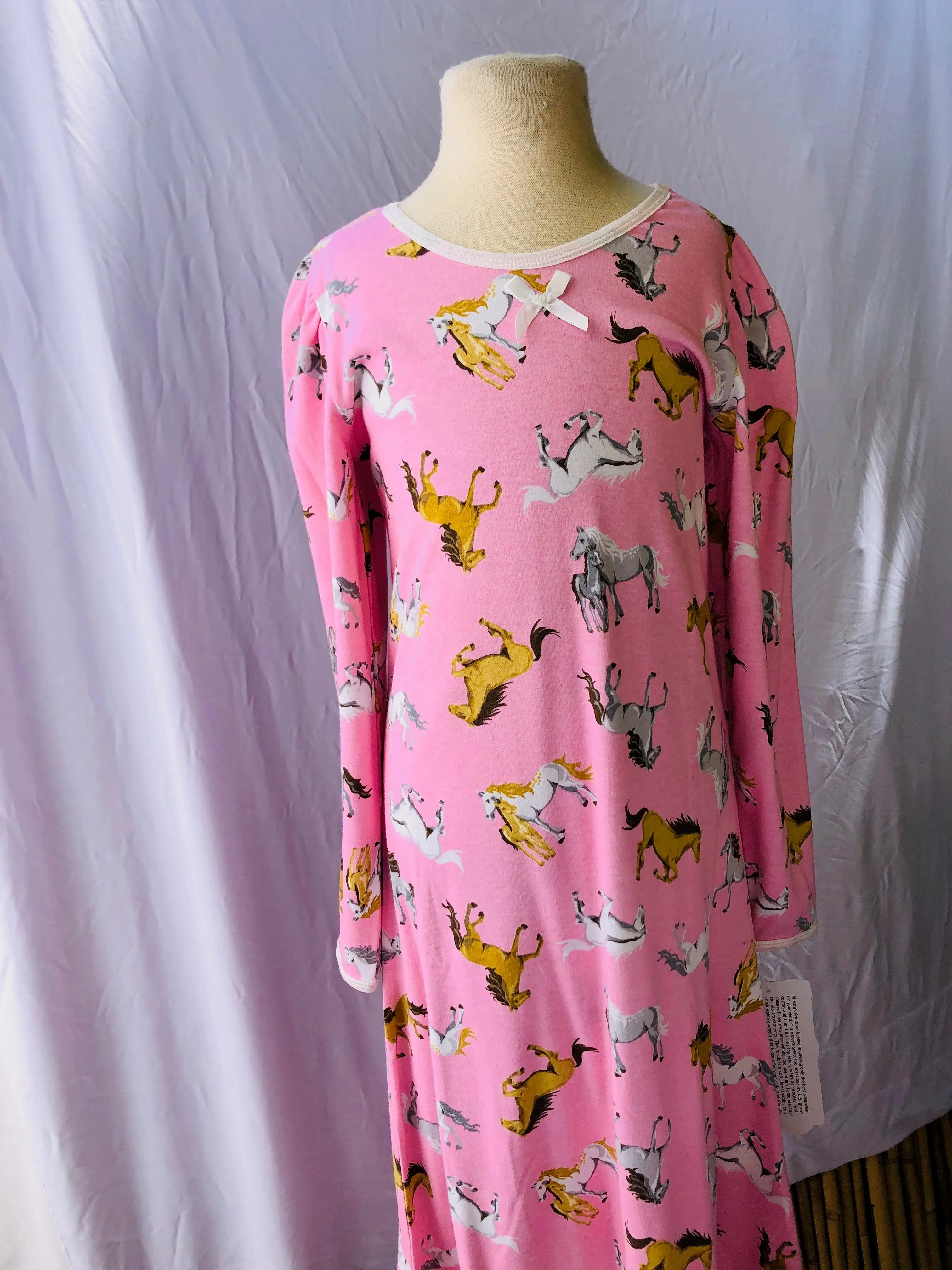 Girls Puffed Sleeved Nightgown - Horse Print