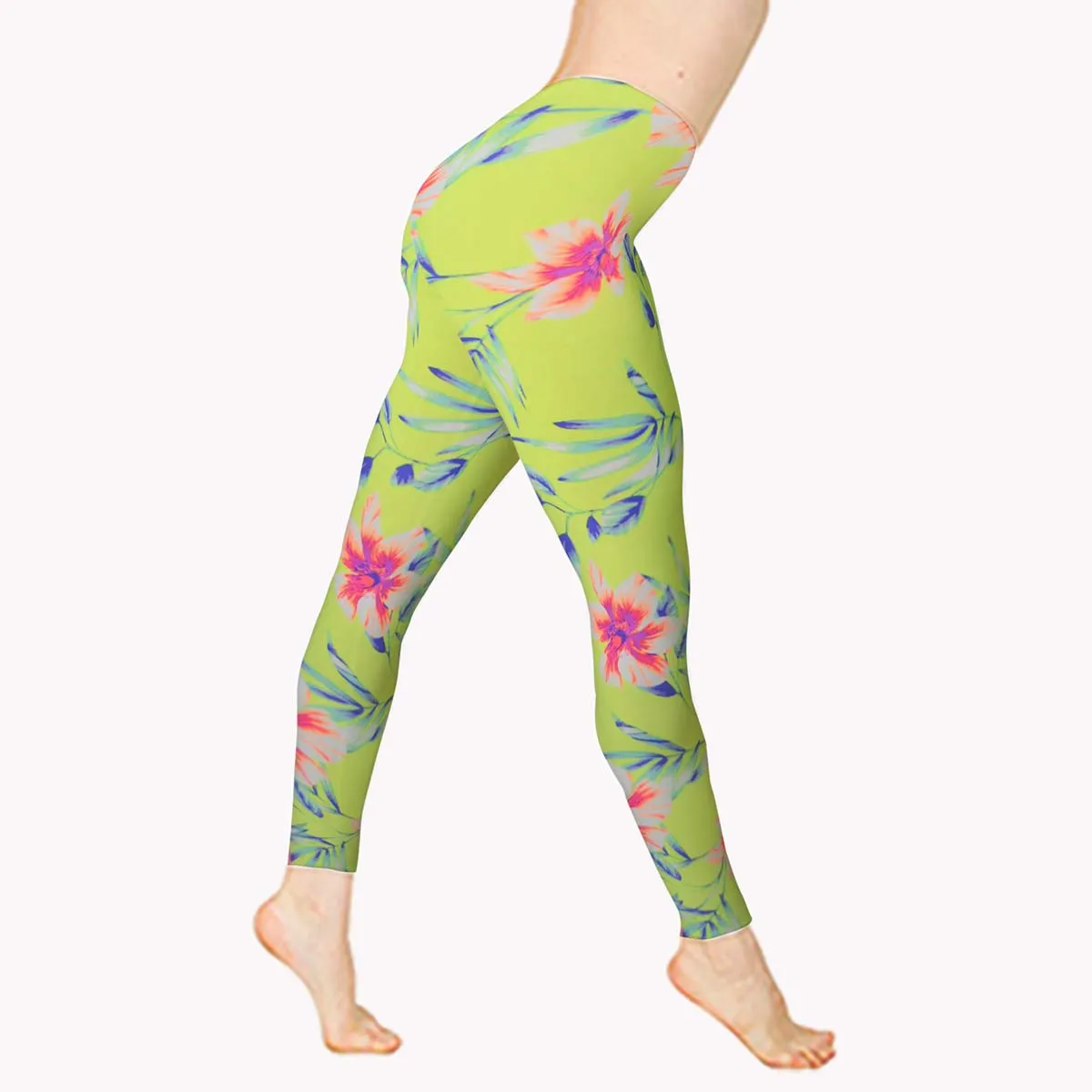 Girls Sports Leggings | Beautiful Yellow Hibiscus Print | Ankle-length | Activewear | Age 3 – 12 Years | Broggs®