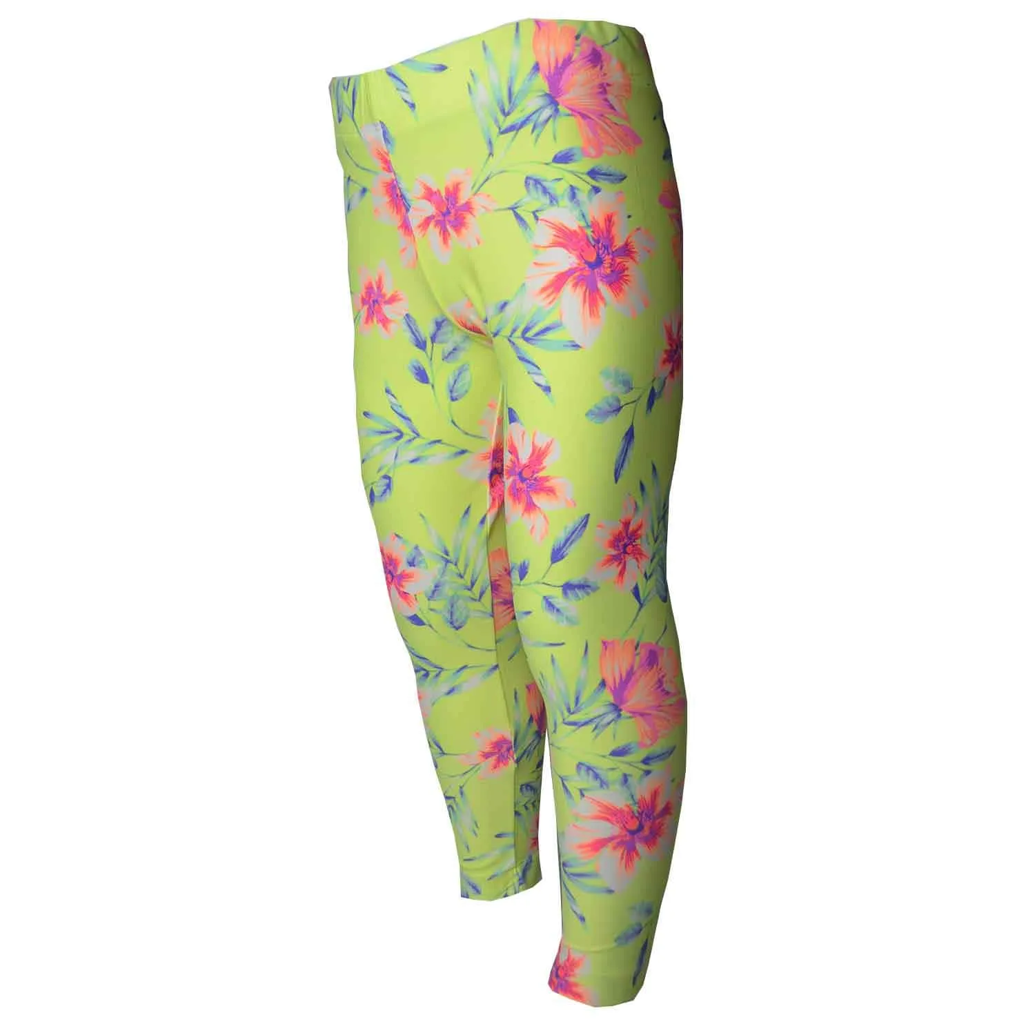 Girls Sports Leggings | Beautiful Yellow Hibiscus Print | Ankle-length | Activewear | Age 3 – 12 Years | Broggs®