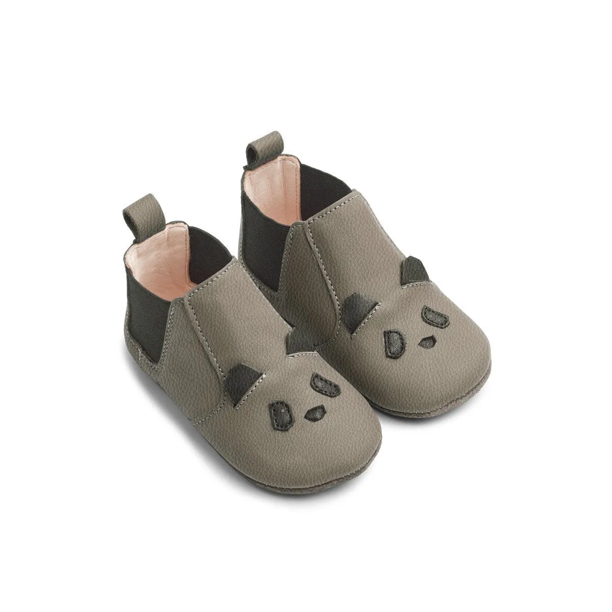 Liewood Edith Leather Slipper in Panda Grey