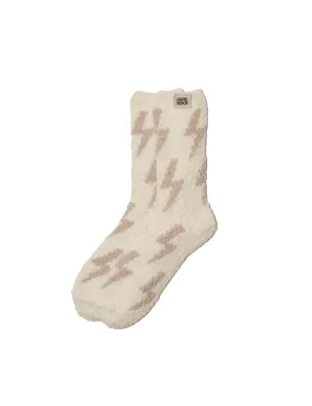 Lightening Bolt Cozy Socks, Sand/Cream