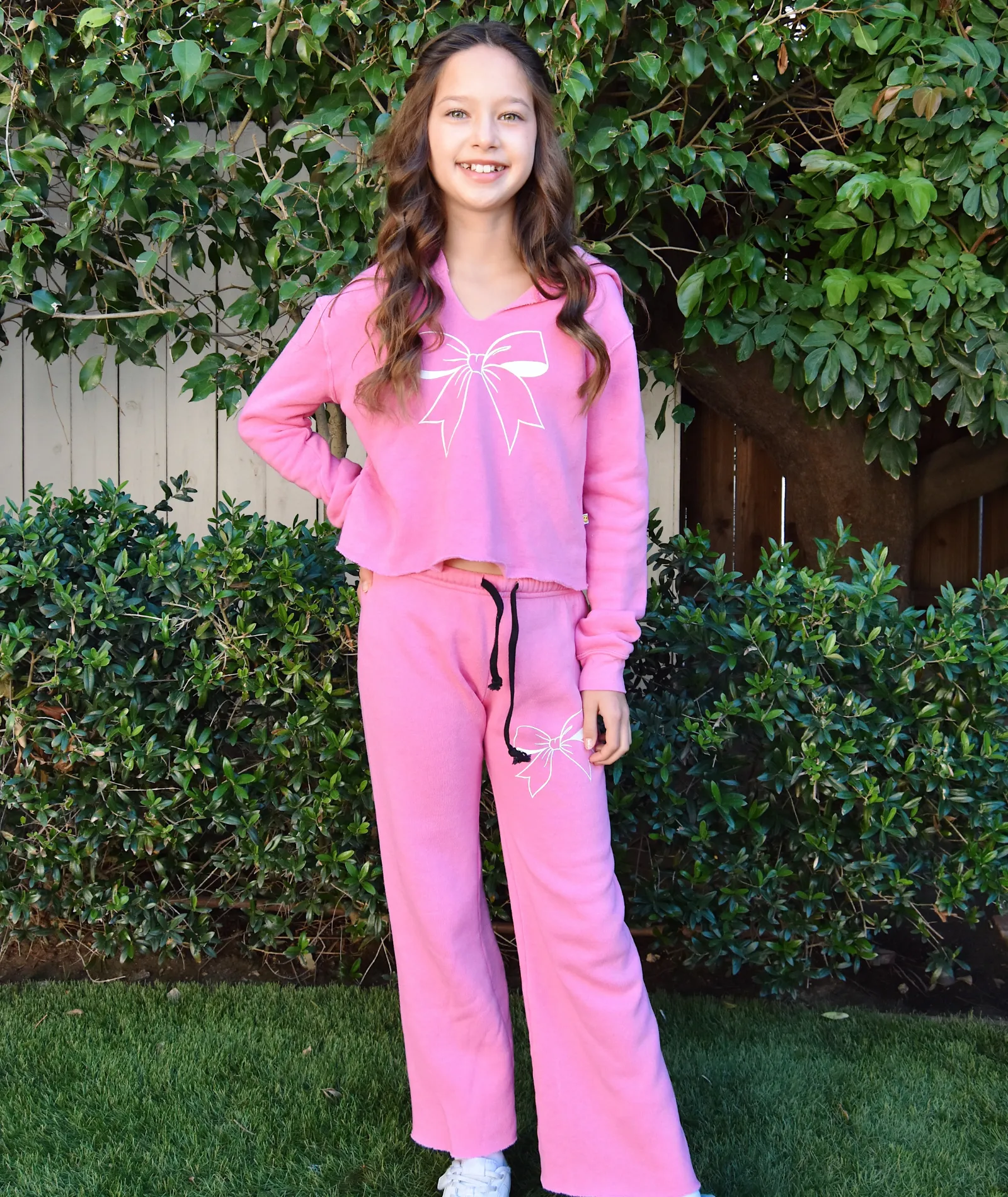 Love Junkie Girls Bow Wide Leg Sweatpants