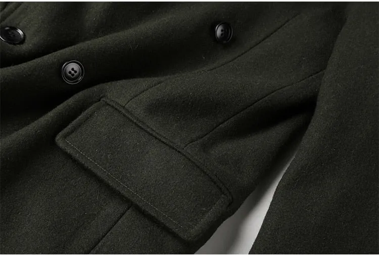 Men's Autumn/Winter European Style Woolen Slim Long Trench Coat