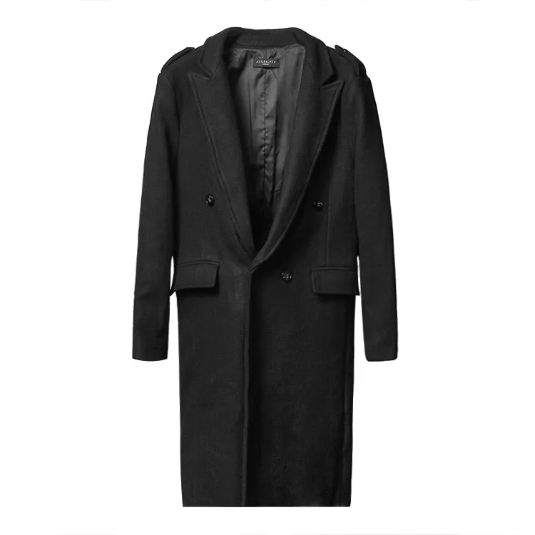 Men's Autumn/Winter European Style Woolen Slim Long Trench Coat