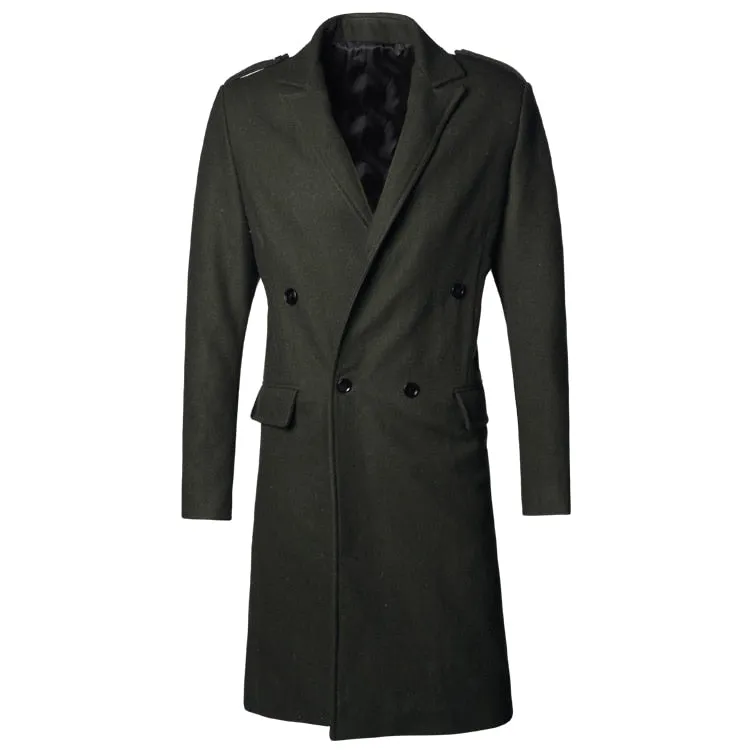 Men's Autumn/Winter European Style Woolen Slim Long Trench Coat