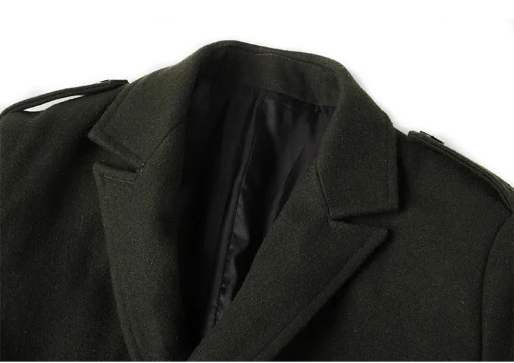 Men's Autumn/Winter European Style Woolen Slim Long Trench Coat