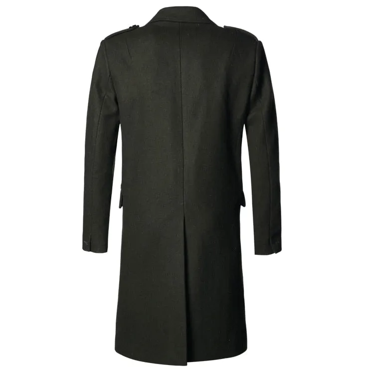 Men's Autumn/Winter European Style Woolen Slim Long Trench Coat