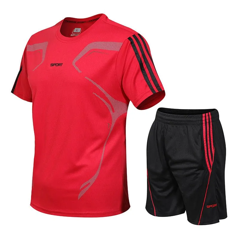 Men's Breathable Activewear Set - Moisture-Wicking T-Shirt & Quick-Dry Shorts