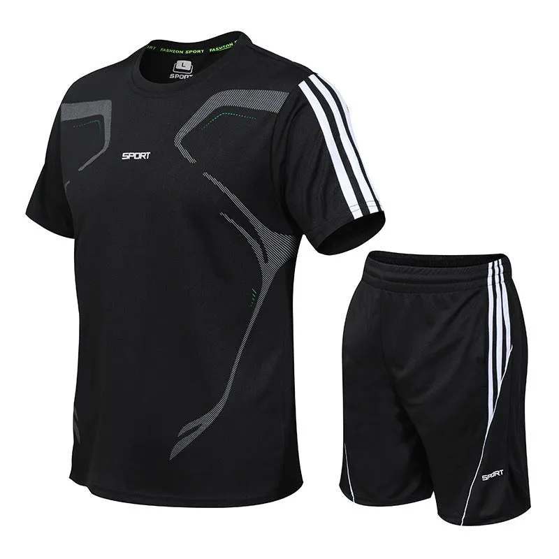 Men's Breathable Activewear Set - Moisture-Wicking T-Shirt & Quick-Dry Shorts