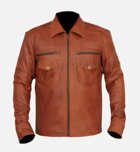 Men's Distressed Brown Leather Jacket