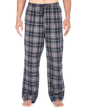 Mens Gingham 100% Cotton Flannel Lounge Pants - Black-Brown Tone