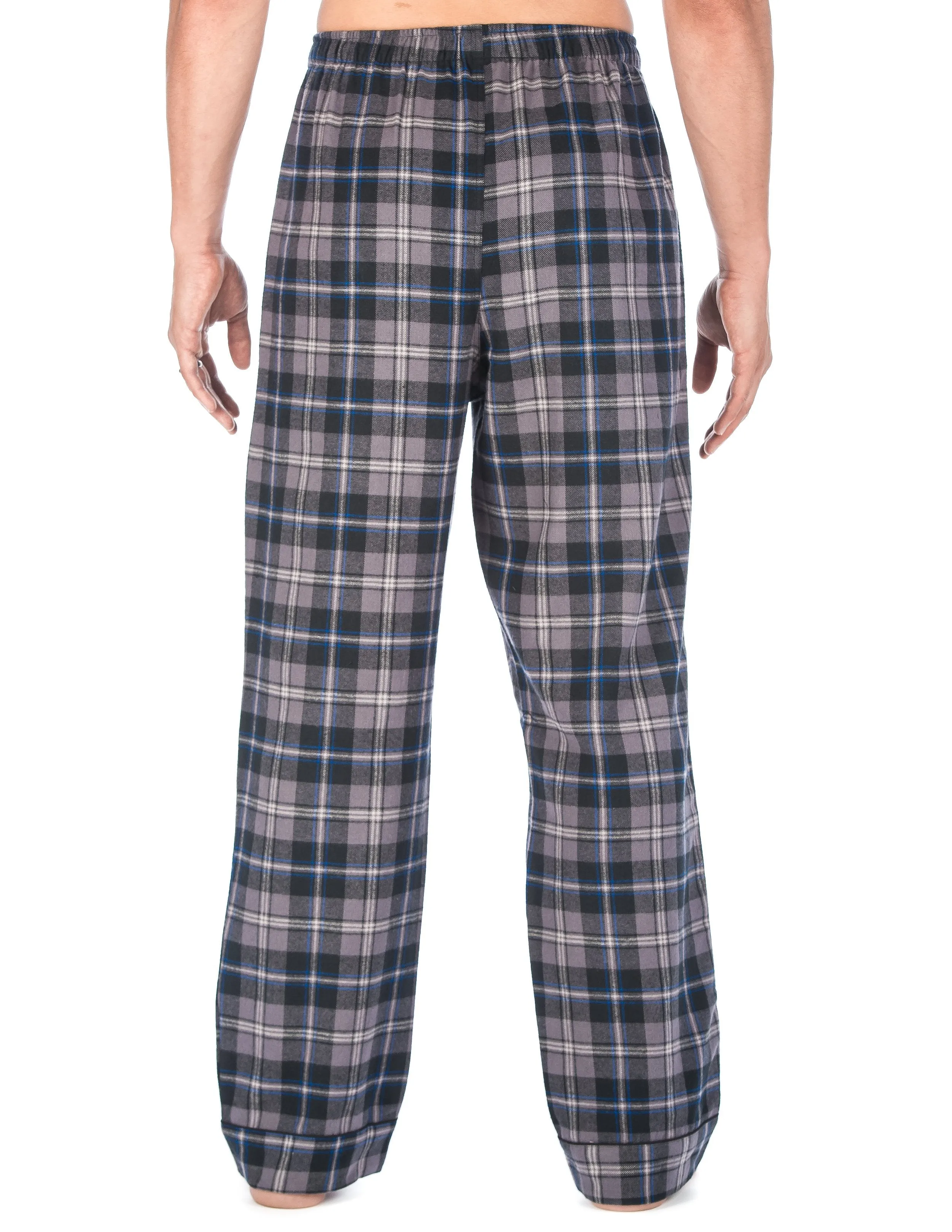 Mens Gingham 100% Cotton Flannel Lounge Pants - Black-Brown Tone