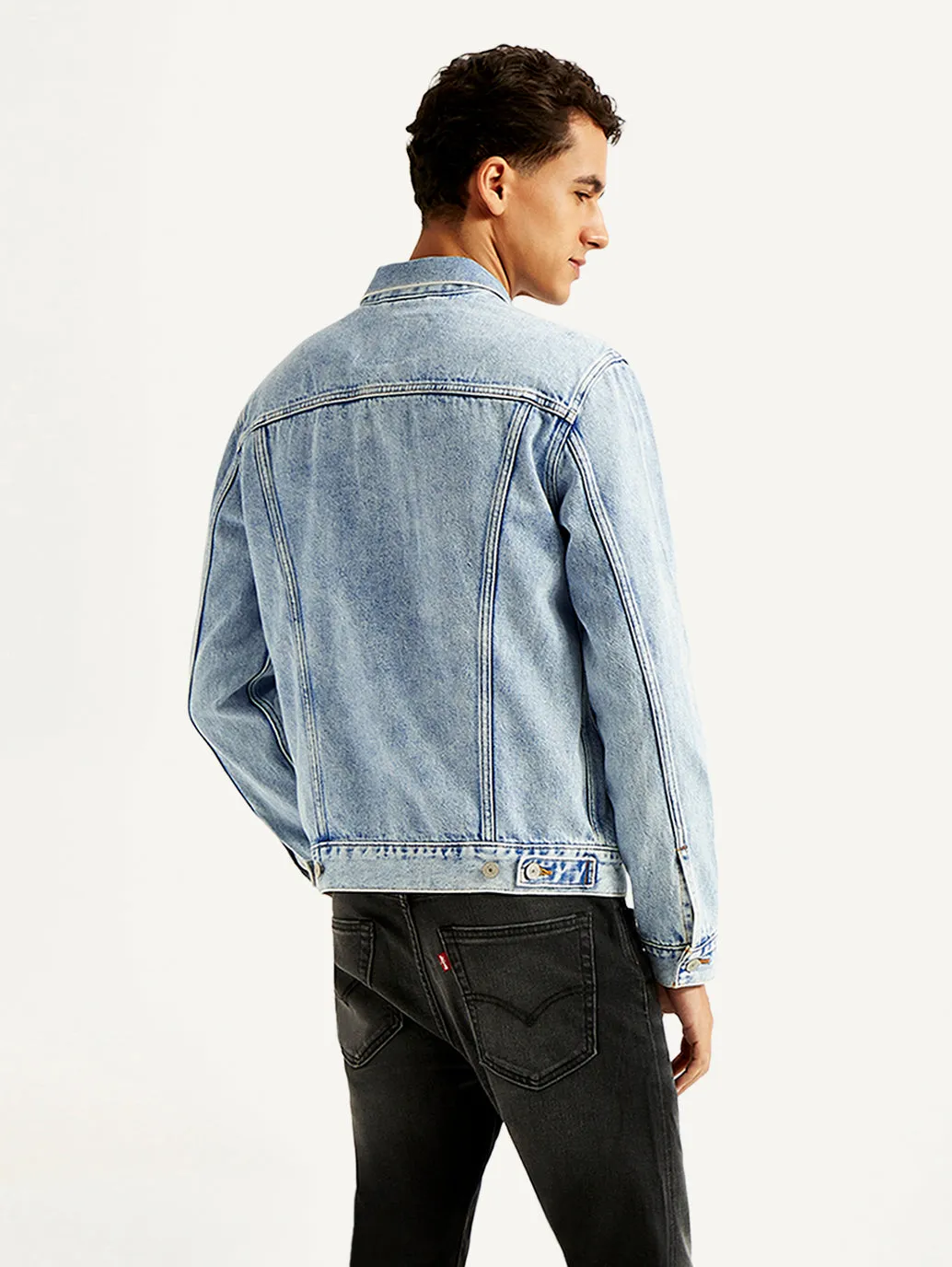 Men's Solid Light Blue Denim Jacket