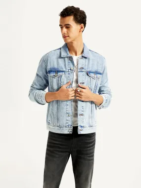 Men's Solid Light Blue Denim Jacket