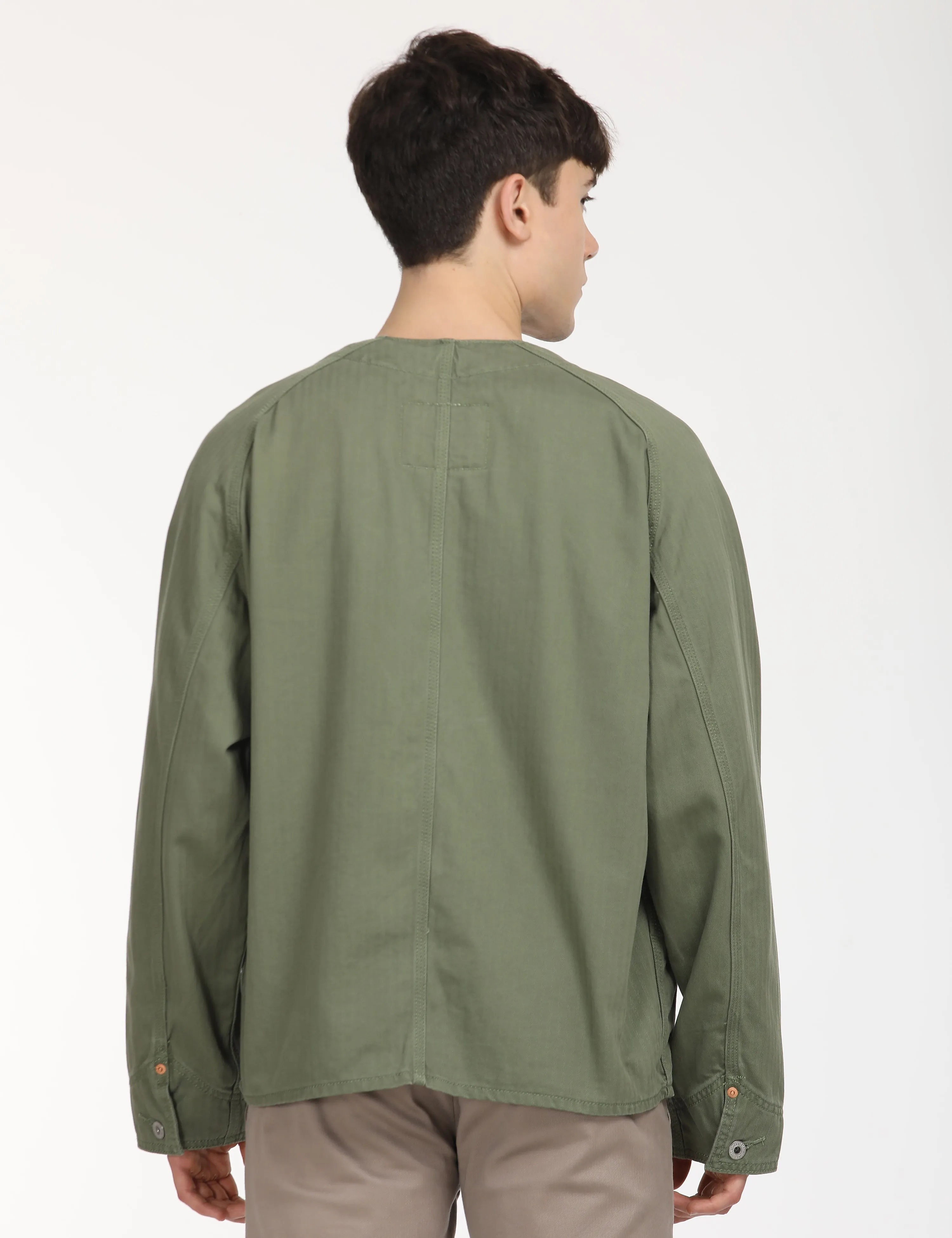 Men's Typographic Print Olive Jacket