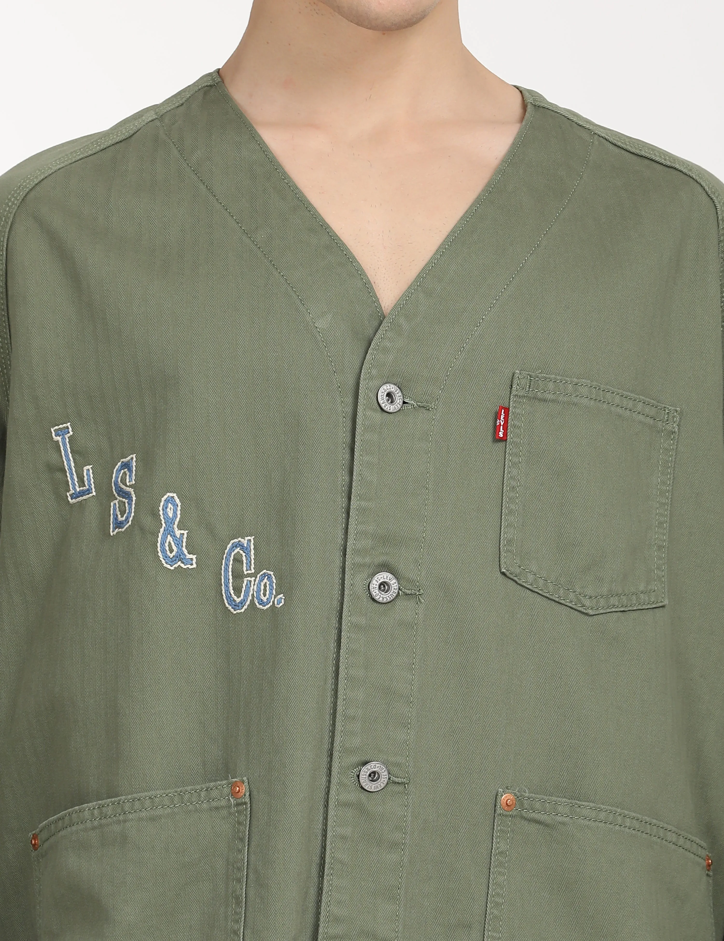 Men's Typographic Print Olive Jacket