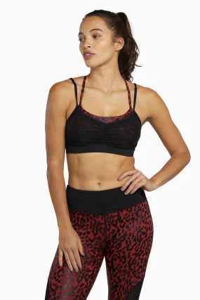 Red Wet Look Leopard Mesh Top