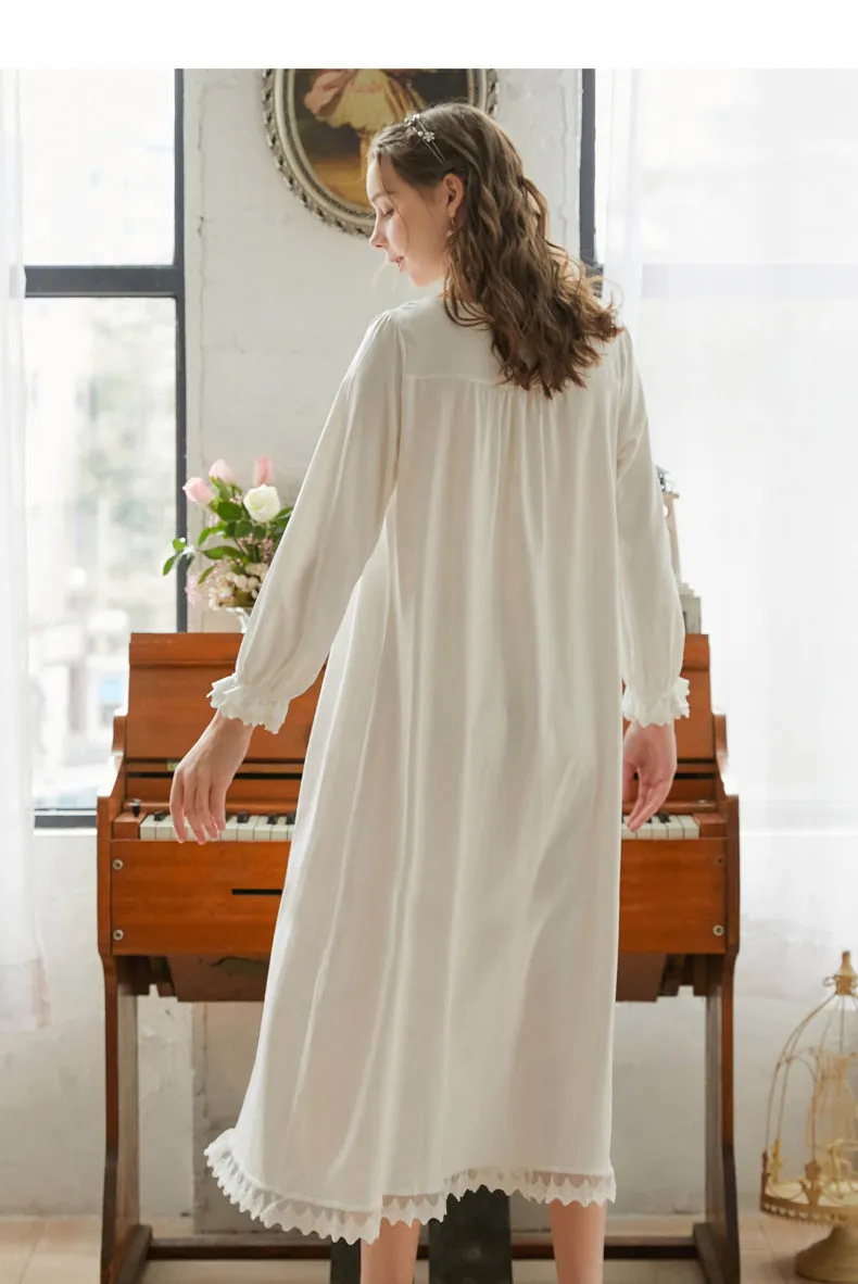 Retro Style Cotton Night Gown Dress