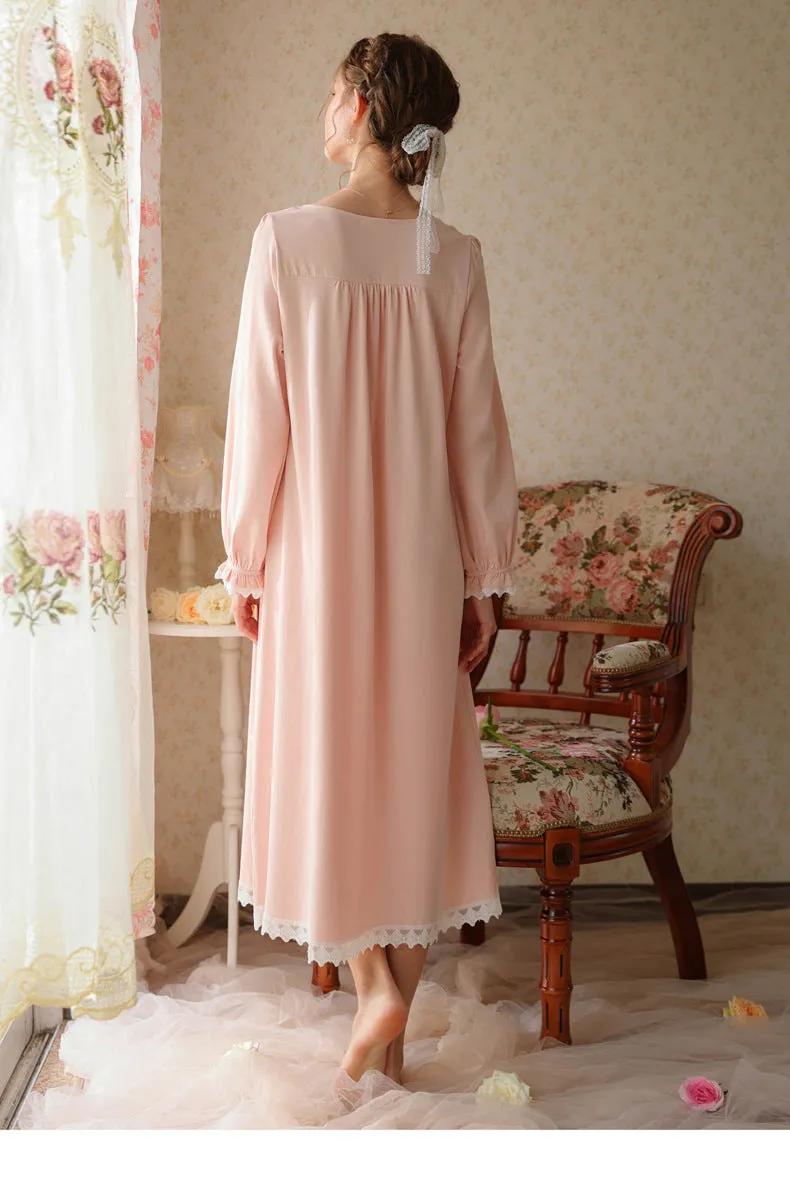 Retro Style Cotton Night Gown Dress