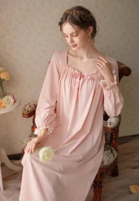 Retro Style Cotton Night Gown Dress