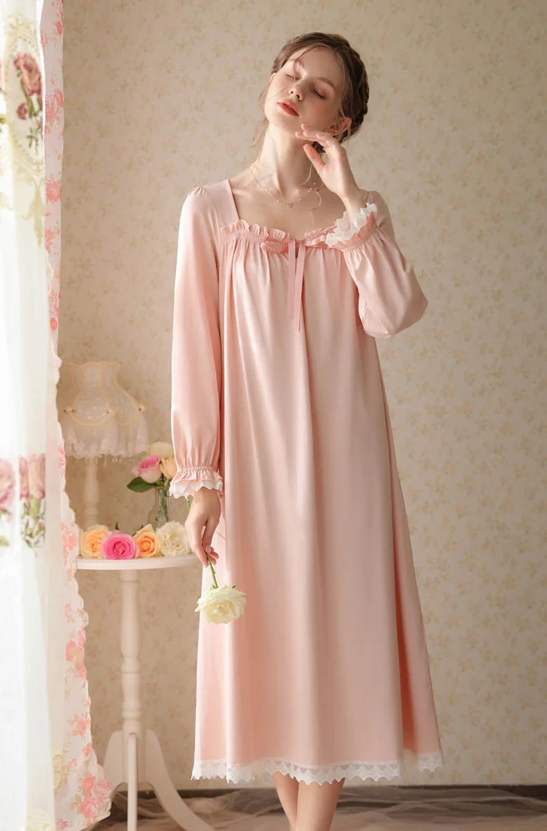 Retro Style Cotton Night Gown Dress