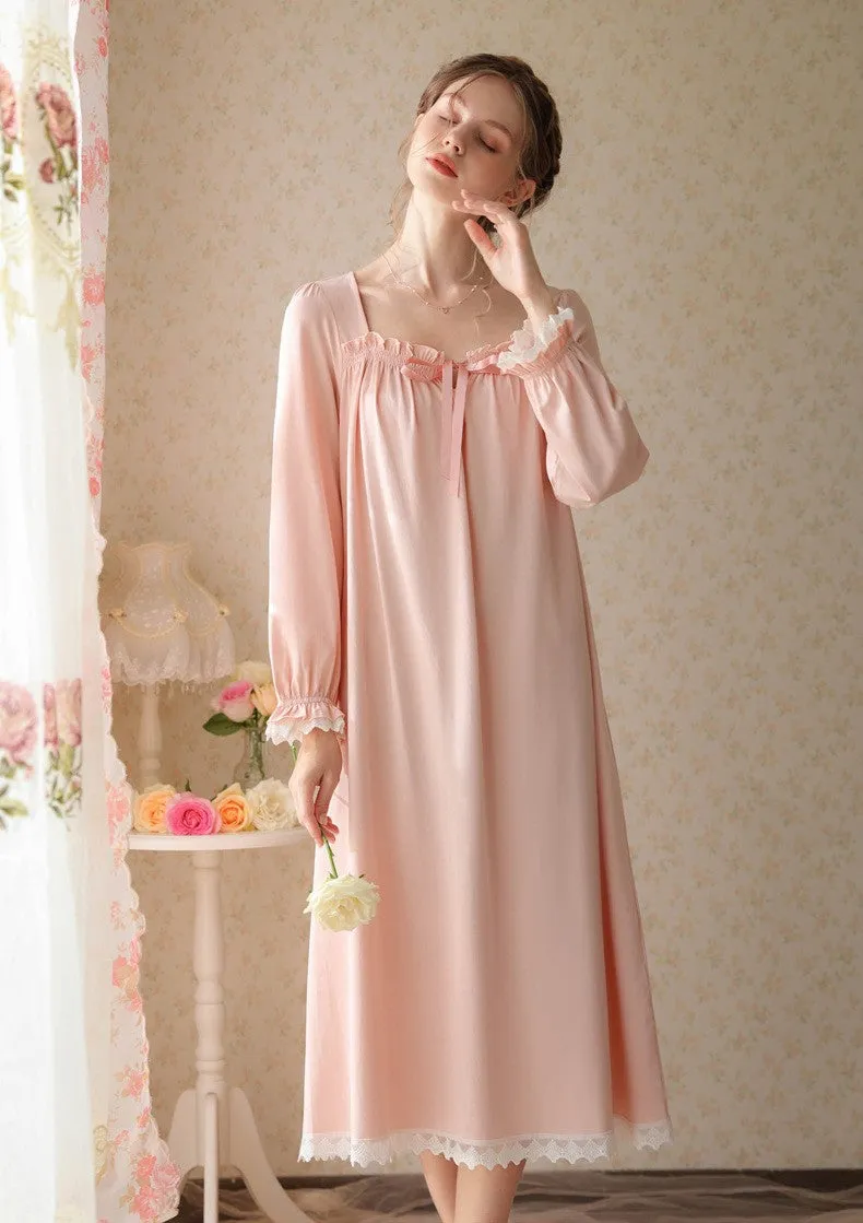 Retro Style Cotton Night Gown Dress